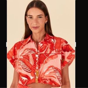 Farm Rio CROPPED BLOUSE FOREST PARAISO